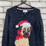 Black Christmas Puppy Knitwear Sweater Women's Small