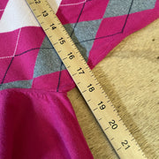 Pink, Grey and White Diamond Pattern Tommy Hilfiger Sweater Womans M