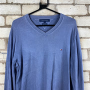 Grey Tommy Hilfiger Mens V-Neck Sweater L