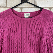 Pink L.L.Bean Cable Knit Sweater Women's Large
