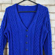 Blue Chunky Knit Cardigan Sweater Women's Medium