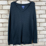 Black Chaps Cable Knit Sweater Women's XXL