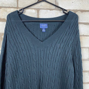 Black Chaps Cable Knit Sweater Women's XXL