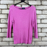 Pink Chaps Cable Knit Sweater Women's Large