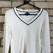 White Tommy Hilfiger Cable Knit Sweater Women's Large