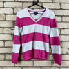 White and Pink Tommy Hilfiger Jumper Women's Small