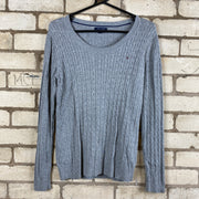 Grey Tommy Hilfiger Cable Knit Sweater Women's Medium