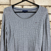 Grey Tommy Hilfiger Cable Knit Sweater Women's Medium