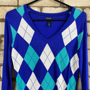 Blue and White Tommy Hilfiger Jumper Women's XS