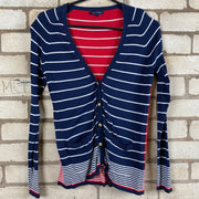 Navy White Red Tommy Hilfiger Cardigan Jumper Women's Small