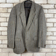 Grey Harris Tweed Wool Blazer Jacket Men's Large