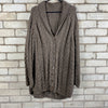 Brown Chunky Knit Cardigan Sweater Men's Large