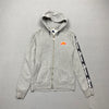 Ellesse grey hoodie with spell out logo and embroidered logo on the left sleeve, featuring a full zip and kangaroo pocket Womens S