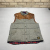 Vintage Grey and Brown Puffer Gilet Men's XL