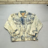 White Blue Heavy Denim Jacket Men's Medium