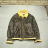 Brown Sheep Skin Aviator Bomber Flight Jacket Men's Medium