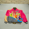 Pink and Grey Heavy Embroidery Reworked Jacket Men's XL