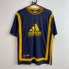 Vintage 90s Navy and Yellow Adidas T-Shirt Men's Medium