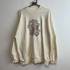 Cream White Embroidery Sweatshirt Men's Large