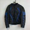 Black and Blue Leather Motorcycle Jacket Men's Small