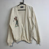 Vintage Cream White Knitwear Cardigan Sweater men's M/L