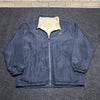 Vintage Navy and Beige Reversible Fleece Jacket Men's L/XL