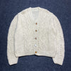 Cream White Chunky Knit Cardigan Sweater Women's Large