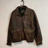 Vintage Brown Leather Bomber Jacket Women's XL