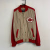 Vintage Beige and Red Cooperstown Reds Baseball Jacket Men's Large