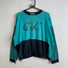 Vintage Cyan and Navy Sweatshirt Men's Medium