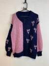 Pink and Navy Knitwear Sweater Women's Large