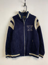 Navy and White Knitwear Varsity Jacket Men's Medium