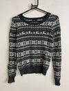 Grey and White Knitwear Sweater Women's Small