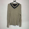 Beige Tommy Hilfiger V-Neck Jumper Sweater Mens Large