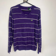 Vintage Purple Chemise Lacoste Striped Knit Jumper XL