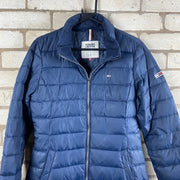 Navy Tommy Hilfiger Puffer Long Coat Women's Medium