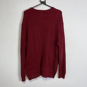Burgundy Red Chaps Cable Knit Knitwear Mens Large