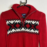 Red Chaps Quarter Zip Patterned Winter Knitwear