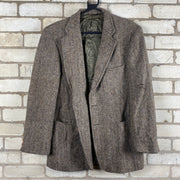 Grey Harris Tweed Pure Wool Blazer Jacket Men's Medium