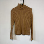 Brown Tommy Hilfiger Turtleneck y2k Jumper Knit Sweater Womens Medium