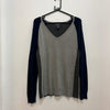 Grey and Navy Chaps Knitwear Jumper Women's XL