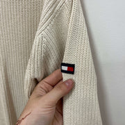 White Tommy Hilfiger Distress Knitwear Sweater Men's Small