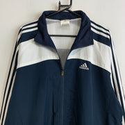 00s White and Navy Adidas Windbreaker Men's Large