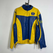 Vintage Blue Yellow Camel Yamaha Motocross Leather Jacket 2XL