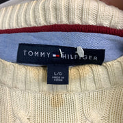 Cream Tommy Hilfiger Knit Jumper Sweater Large