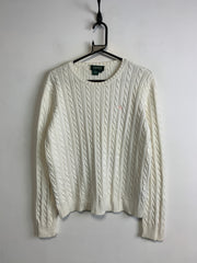 White Ralph Lauren Cable Knit Sweater Women's Large