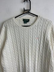 White Ralph Lauren Cable Knit Sweater Women's Large