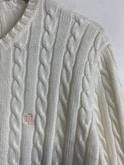 White Ralph Lauren Cable Knit Sweater Women's Large