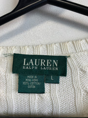 White Ralph Lauren Cable Knit Sweater Women's Large