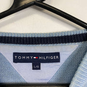 Blue Tommy Hilfiger V-Neck Knit Sweater Large